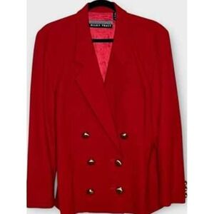 Ellen Tracy Vintage Women's 100% Wool Red Double‎ Breasted Blazer Size 6
